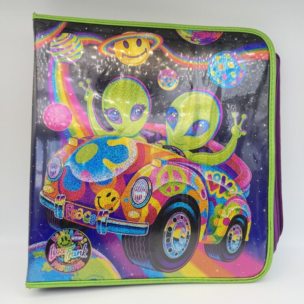 Vintage Lisa Frank Zoomer & Zorbit Aliens 3 Ring Binder Trapper Keeper Zip READ